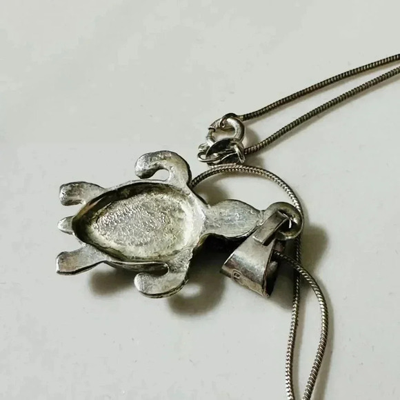 Blue Sea Turtle Gem 8" Chain Necklace Cute Pretty Animal Pendant Ocean - Picture 3 of 3